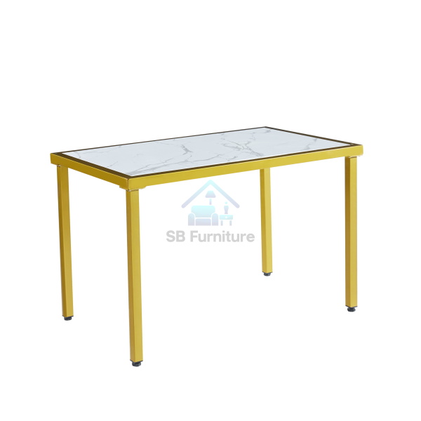 Oval Dining Table Top White and Gold Frame