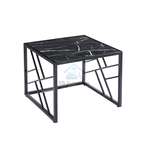 Oval Side Table With Black Frame and Black Top
