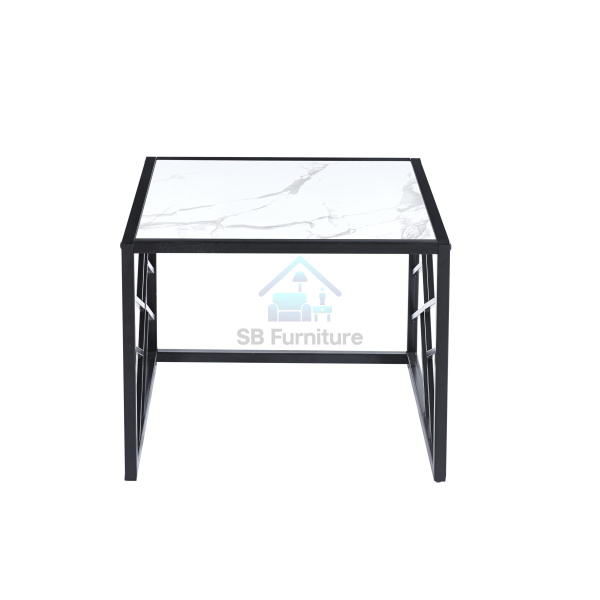 Oval Side Table With Black Frame and White Top