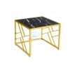 Black oval side table with gold frame