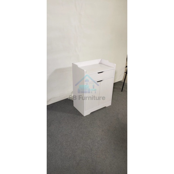 White Hamton-1 Drawer 2 Door Shoe Cabinet