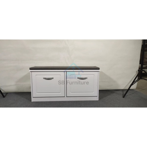 White Hampton -2 Door Shoe Rack