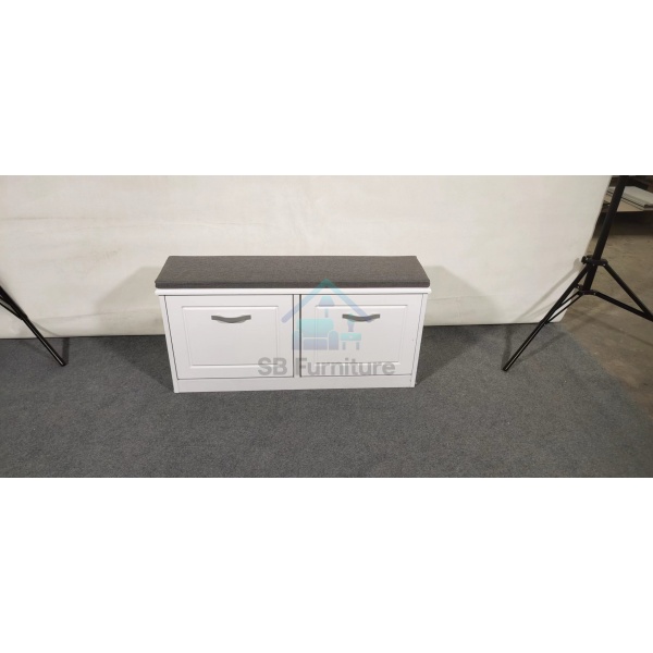 White Hampton -2 Door Shoe Rack