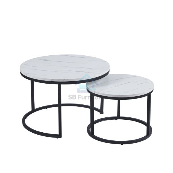 Oval Set of 2 White Coffee Table
