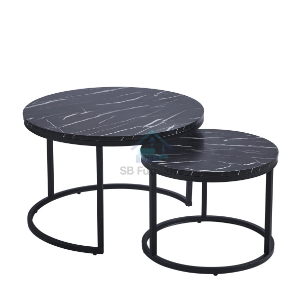 Oval Set of 2 Black Coffee Table